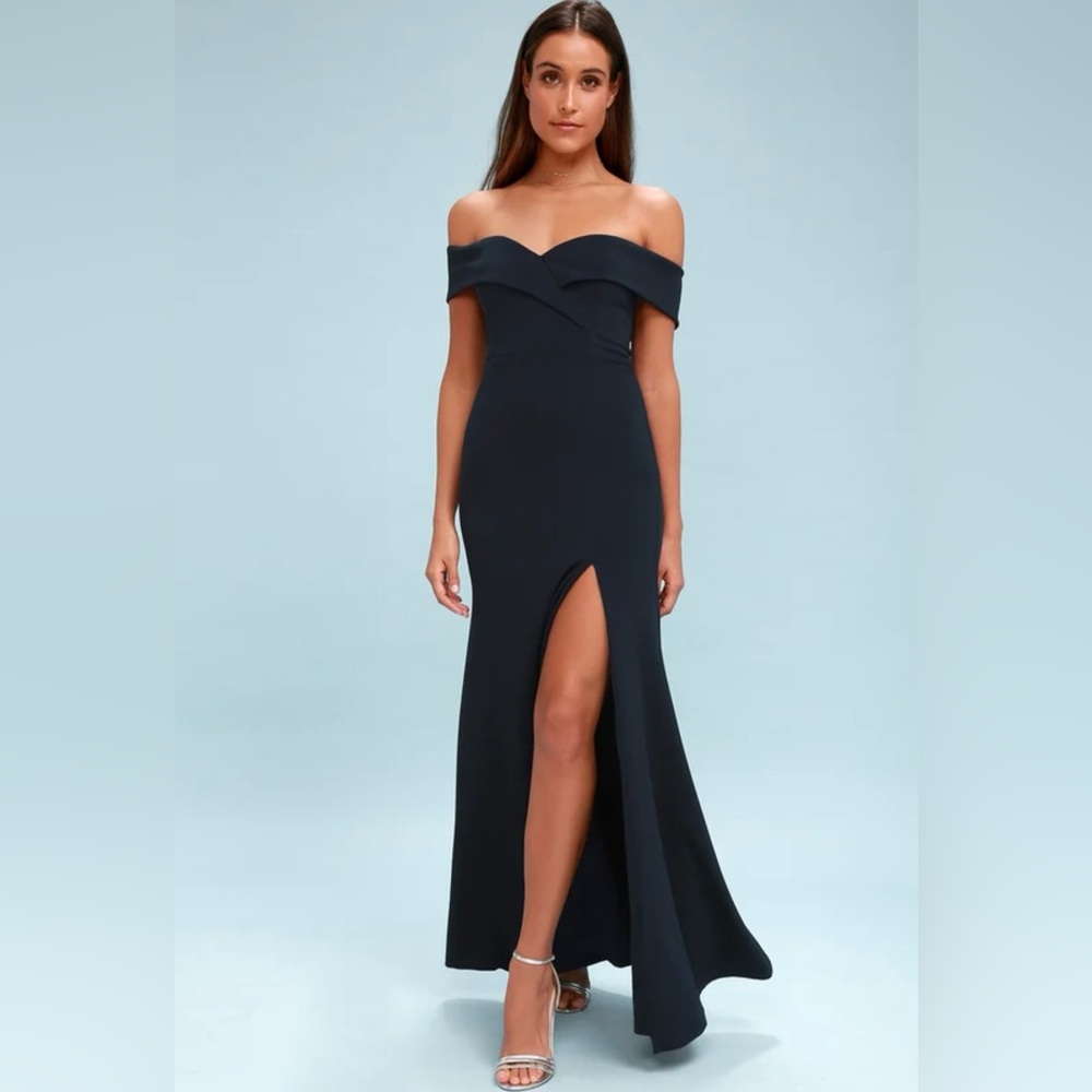 Song of Love Navy Blue Off-the-Shoulder Maxi Dress
Lulus